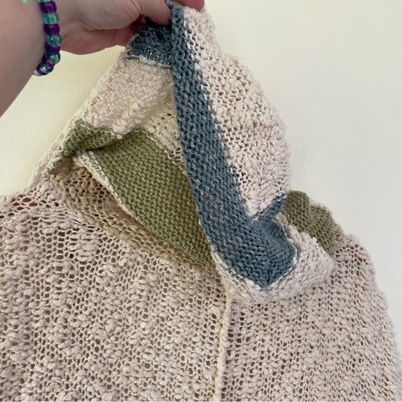 Free People Seaside Stripe Boucle Hooded Cardigan Sweater Open Knit L Large - Picture 9 of 11